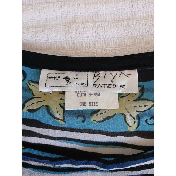 Biya Rated R By Johnny Was Cover Up Tunic Dress OS Blue Sea Life Starfish Boho - Picture 14 of 16